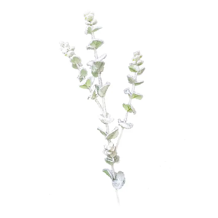 Ветвь эвкалипта H89 см, заснеженная, пластик, зелёный