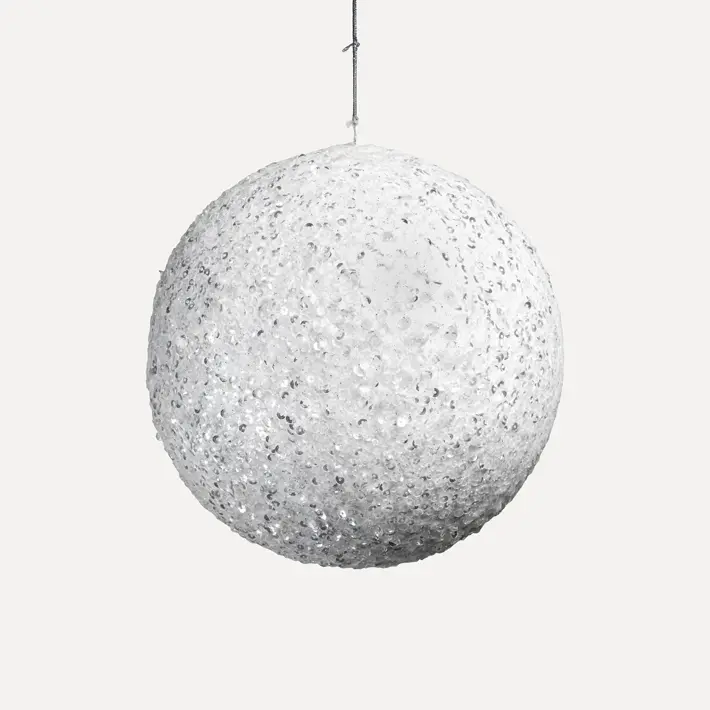 Шар D15 см с пайетками, пенопласт, белый, АУТЛЕТ