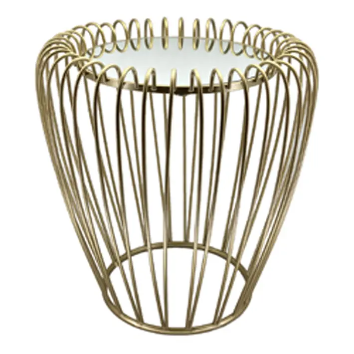 Стол с зеркальным верхом 49х50 см,   металл, золотой