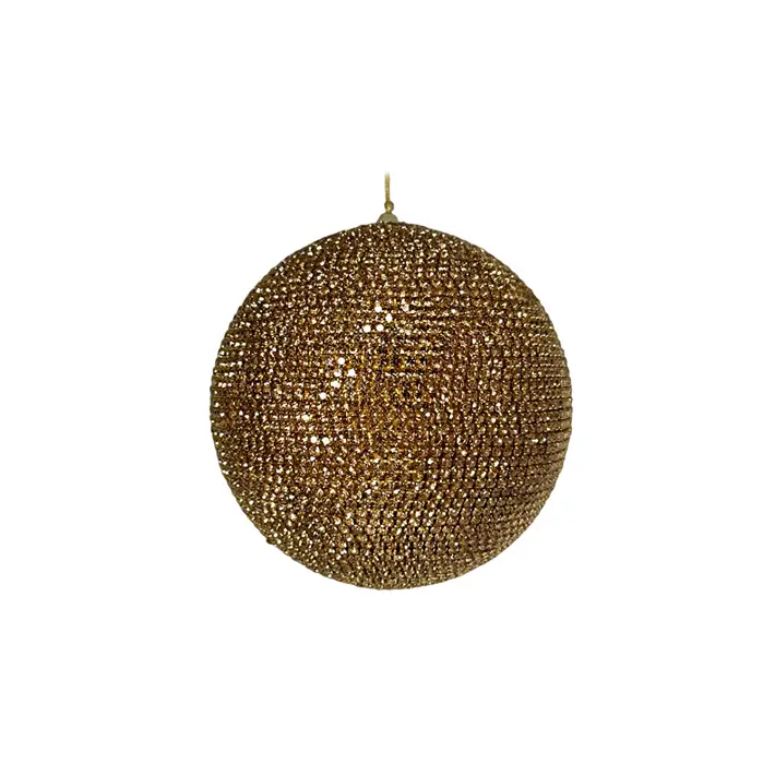 Шар D15 см c кристаллами, пластик, стекло, золотой