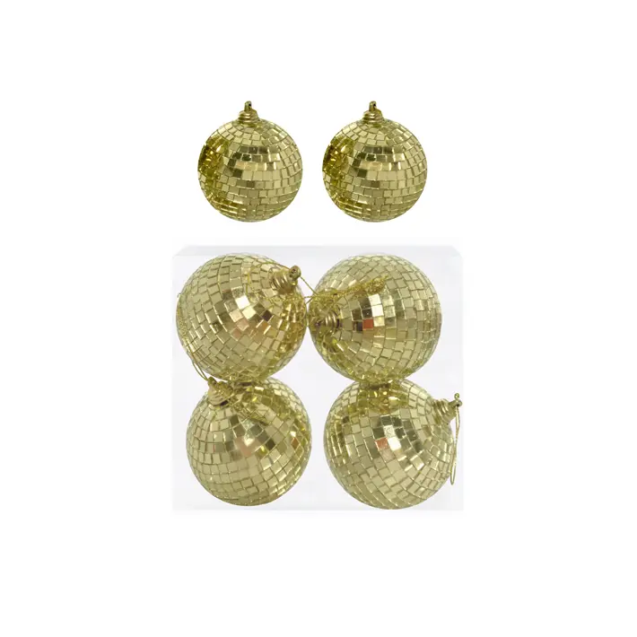 Шары в наборе ДИСКО, D8 см, 4 шт, зеркальный, пенопласт, золотой