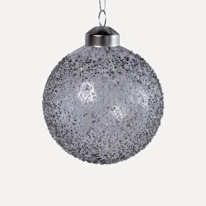Шар D8 см, стекло, серый