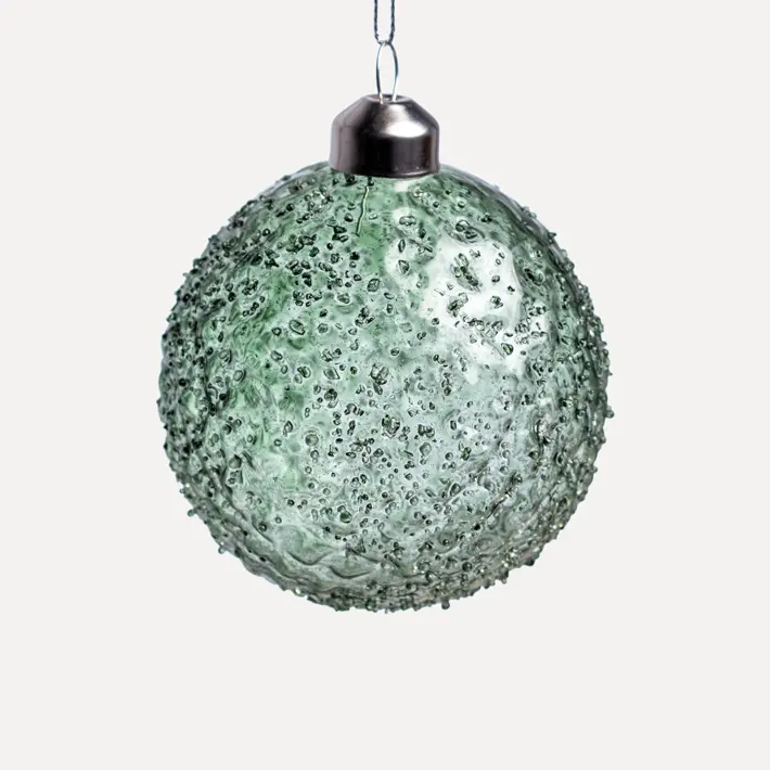 Шар D8 см, стекло, прозрачный, бирюзовый