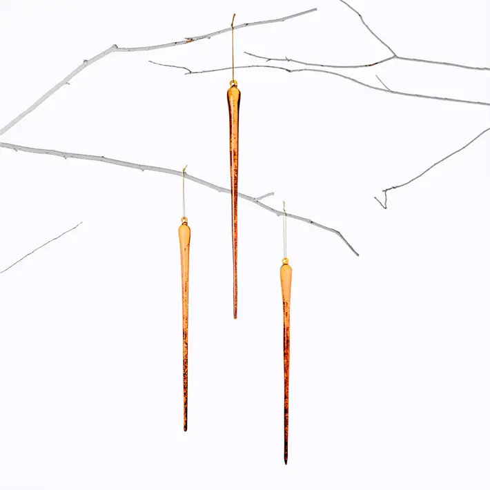 Подвесы в наборе СОСУЛЬКИ Н29 см, 3 шт, стекло, тёмно-золотой