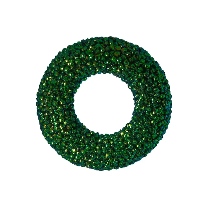 Венок D25 см с блёстками, пенопласт, зеленый