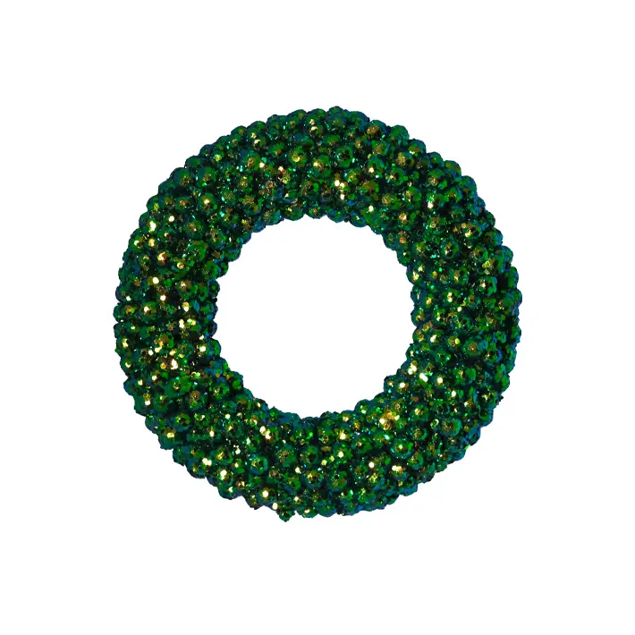 Венок D33 см с блёстками, пенопласт, зеленый
