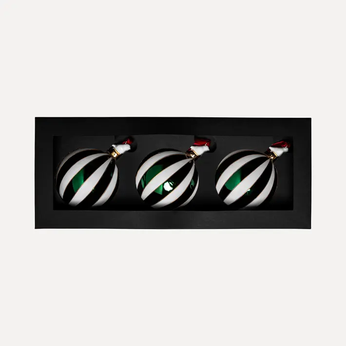 Шары в наборе D10 см, 3шт, стекло, зеленый, белый