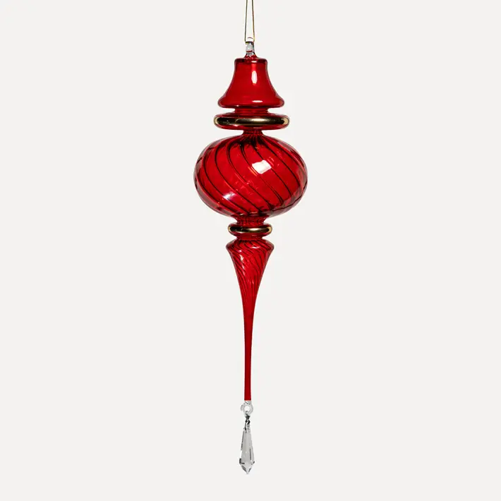 Подвес ручной работы 9x30 см, стекло, красный