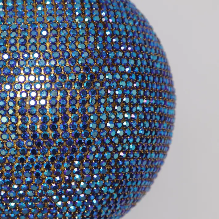 Шар D10 см c кристаллами, пластик, стекло, синий, мультиколор