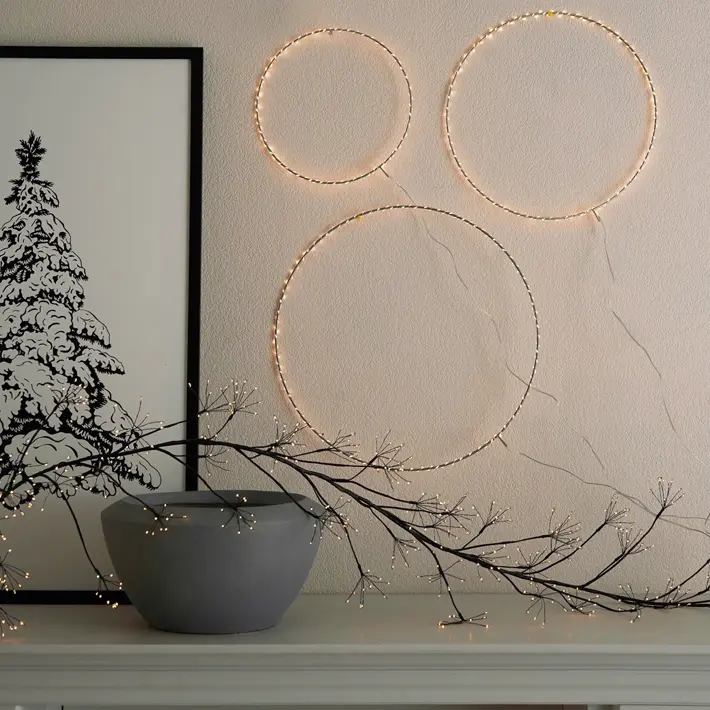 Кольцо LED 30, 40, 50 см, 3 шт. в наборе, теплый белый свет, прозрачный провод 3 м