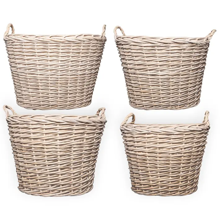 Комплект из 4-х плетёных корзин 69х59х48, 59х50х43, 49х41х37, 41х34х32 см, ива, бежевый