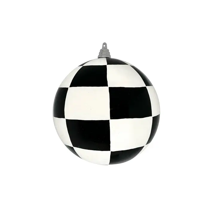 Шар в клетку D20 см, пластик, белый, черный