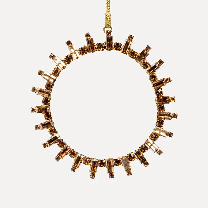 Подвес КОЛЬЦО с кристаллами D10 см, стекло, металл, золотой