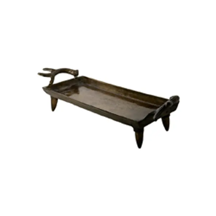 Поднос прямоугольный 45х15х10 см, металл, латунный