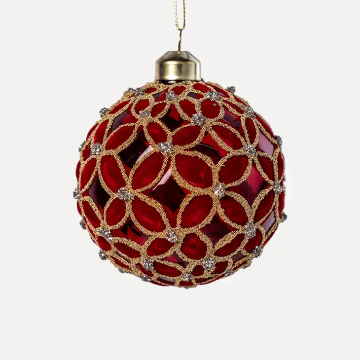 Шар D10 см, стекло, красный