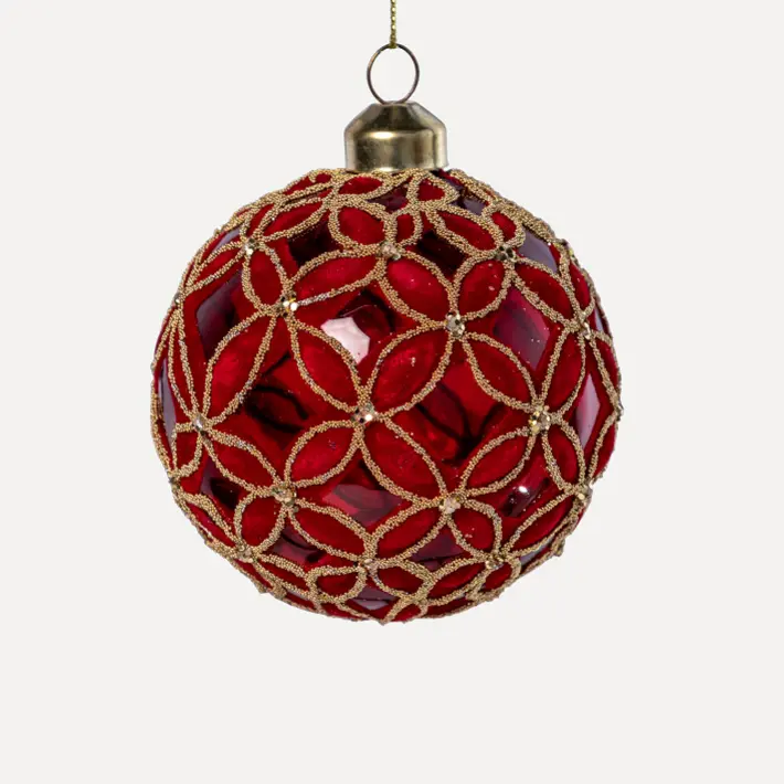 Шар D8 см, стекло, красный