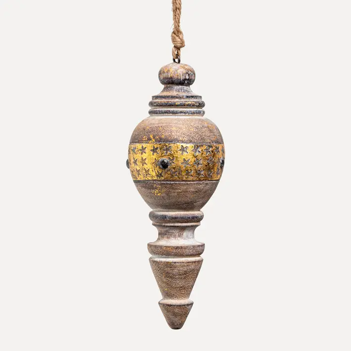 Подвес 7x20 см, дерево, серый, золотой