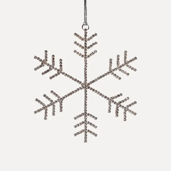 Подвес СНЕЖИНКА с кристаллами D13 см, стекло, металл, серебряный