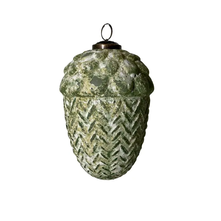 Подвес ЖЕЛУДЬ H20 см с эффектом мрамора, стекло, зеленый