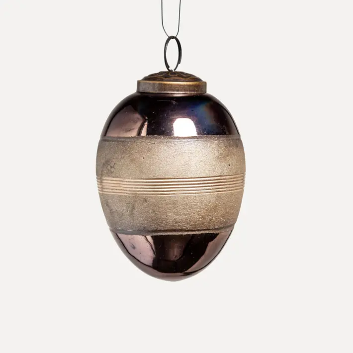 Подвес ЯЙЦО 7x10 см, стекло, черный, золотой