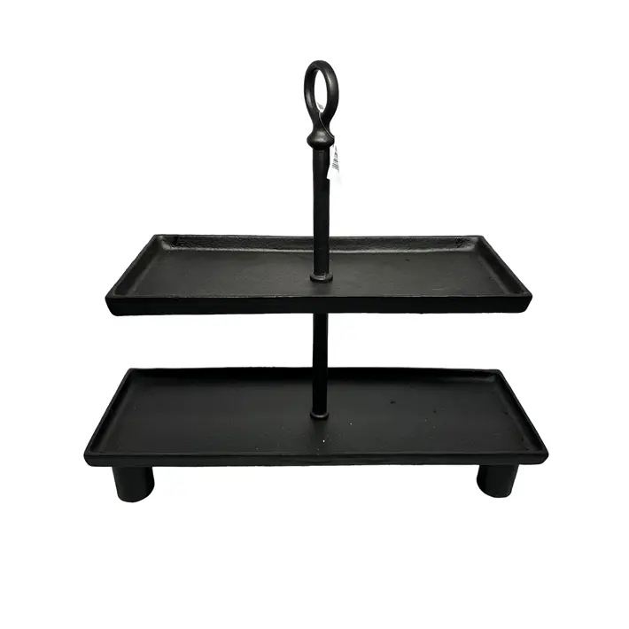 Поднос прямоугольный двухуровневый 51х16х48 см, металл, черный