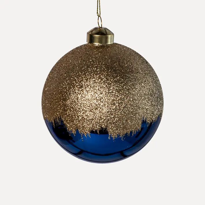 Шар D10 см, стекло, золотой, синий