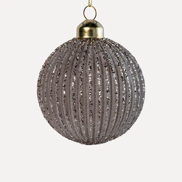 Шар D8 см, стекло, серый