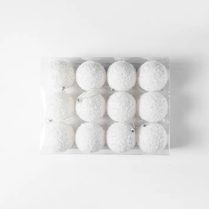 Шары в наборе D8 см, 12 шт, пластик, белый