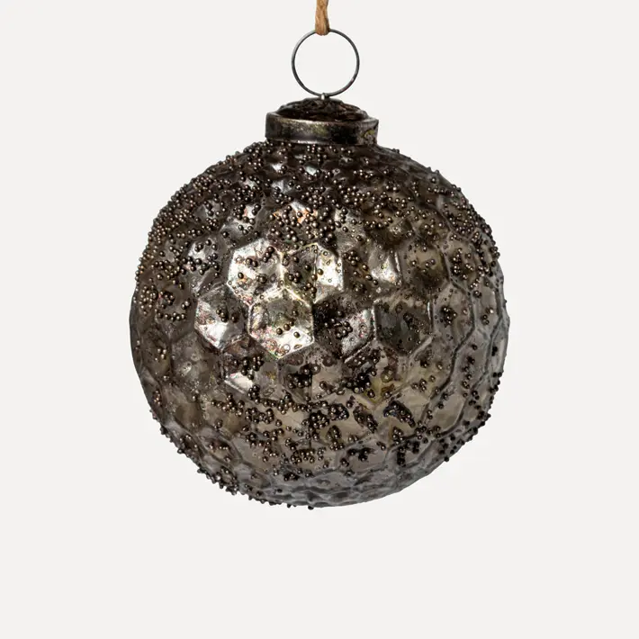 Шар СОТЫ D11 см, стекло, серый