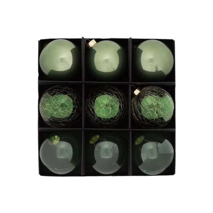 Шары в наборе D8 см, 9 шт, пластик, зеленый