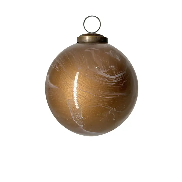 Шар D10 см с эффектом мрамора, стекло, коричневый