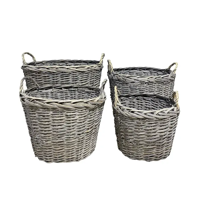 Комплект из 4-х плетёных корзин 65х52х45, 54х44х40, 44х37х35, 35х28х30 см, ива, серый