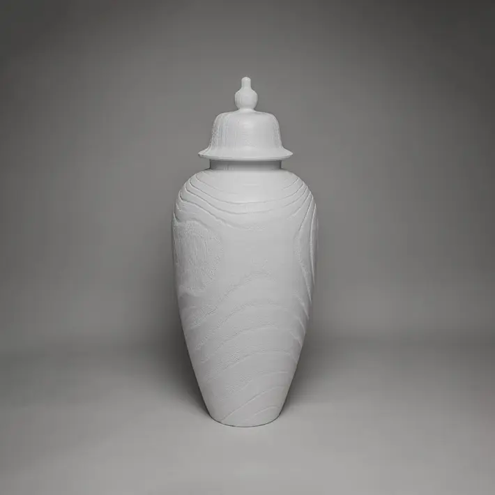 Ваза с крышкой 34х79 см, дерево, белый