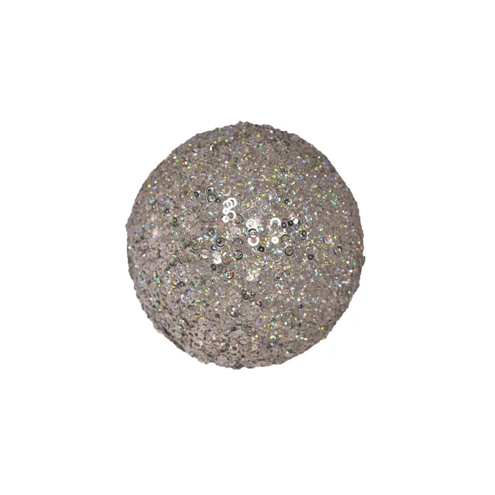 Шар D20 см с пайетками, пенопласт, серебряный, мультиколор