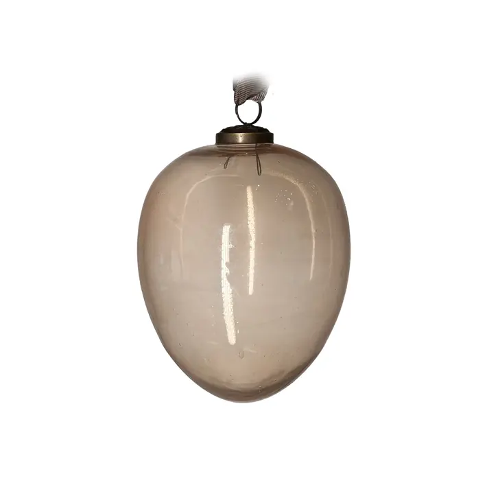 Подвес ЯЙЦО H15 см, стекло, прозрачный, розовый