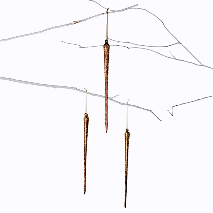 Подвесы в наборе СОСУЛЬКИ Н24 см, 3 шт, стекло, тёмно-золотой
