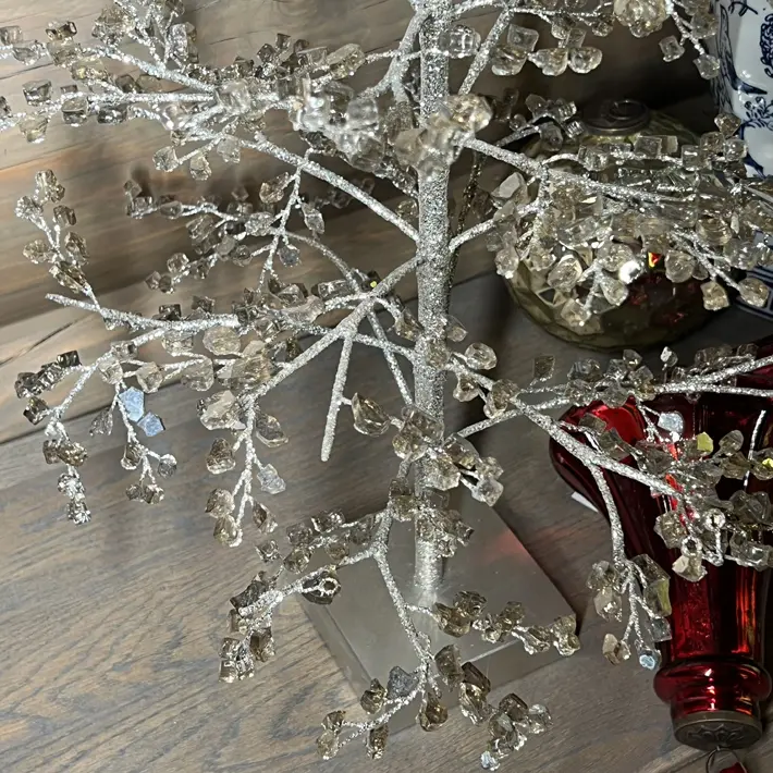 Елка из камней, 45x76 см, стекло, серебряный