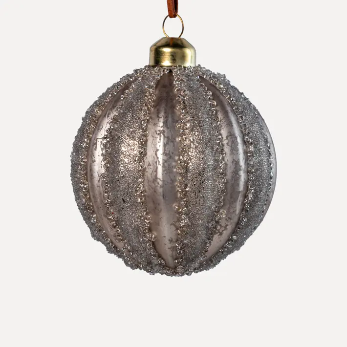 Шар D8 см, стекло, серебряный