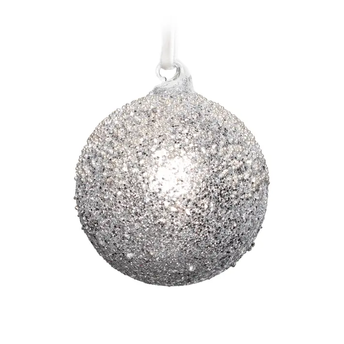 Шар D8 см, стекло, серебряный