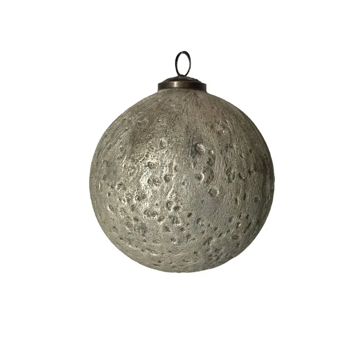 Шар D12 см, стекло, серебряный