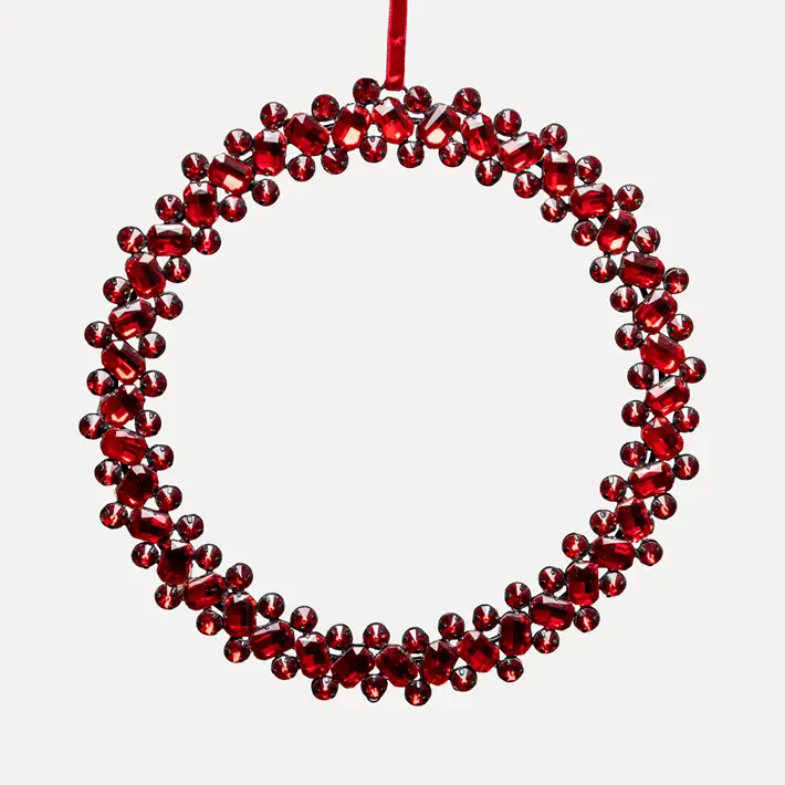 Подвес КОЛЬЦО с кристаллами D20 см, металл, стекло, красный