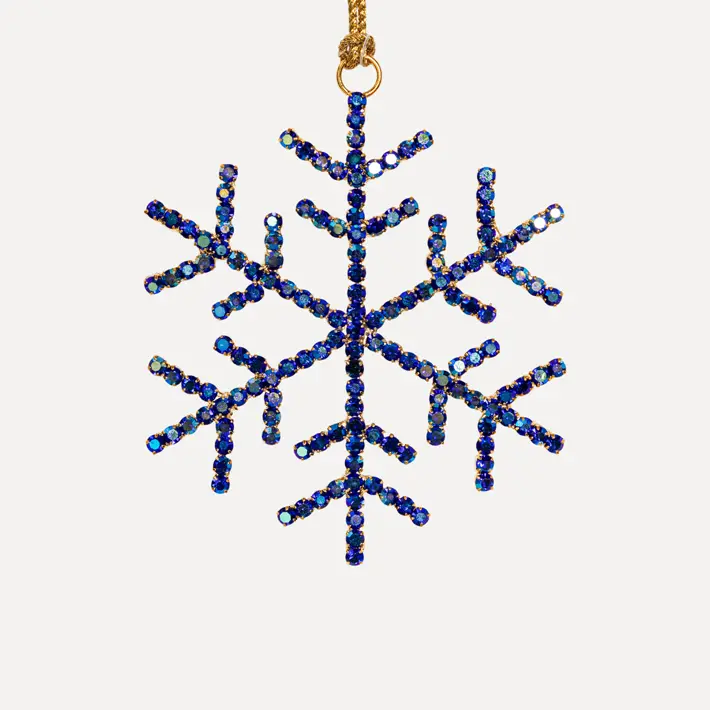 Подвес СНЕЖИНКА с кристаллами D8 см, стекло, металл, синий, мультиколор