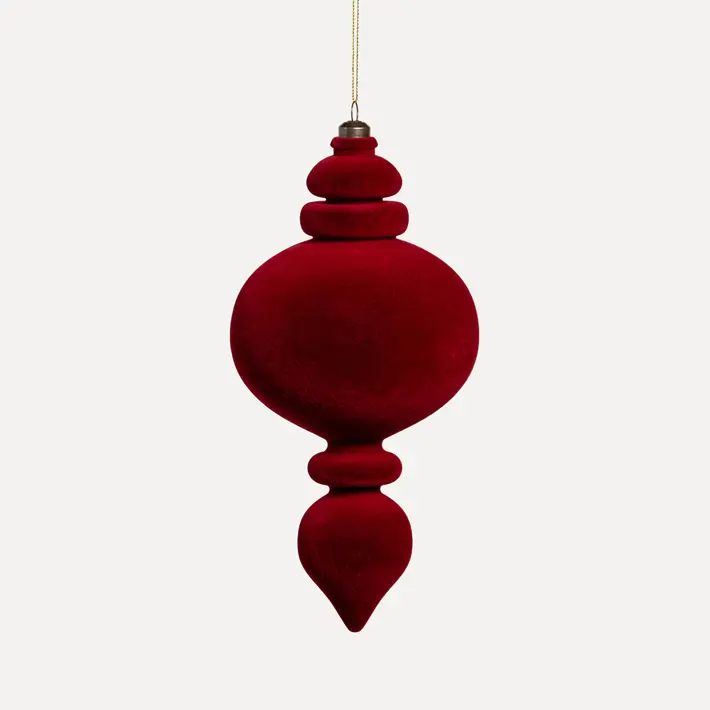 Подвес H23 см, пластик, флок, темно-красный