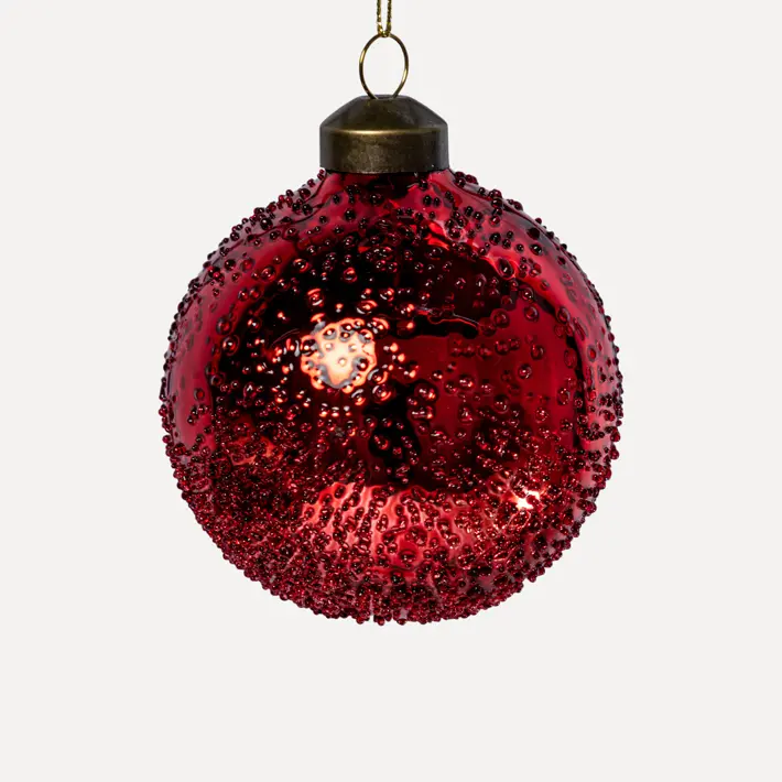 Шар D8 см, стекло, красный