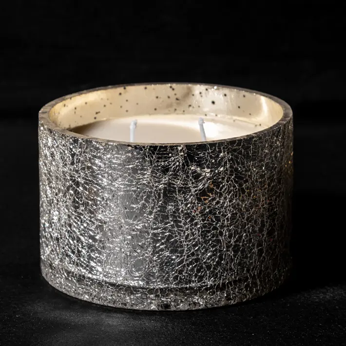 Свеча в стакане БЕРГАМОТ, D10xH8 см, стекло, серебро