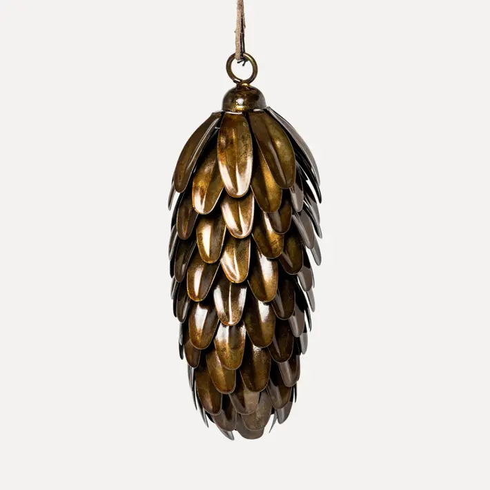 Подвес ШИШКА 7x16 см, металл, золотой