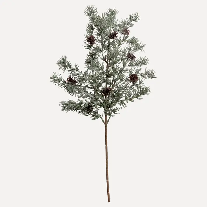 Ветвь хвойная ЛИСТВЕННИЦА с шишками, L65 см, пластик, серо-зеленый