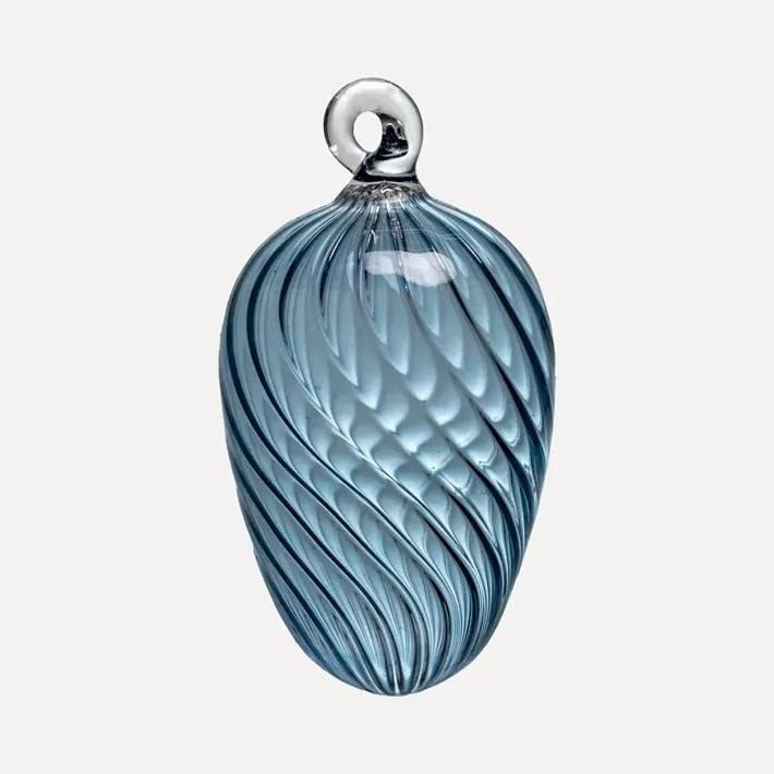 Подвес ручной работы ЯЙЦО 6x7 см, стекло, темно-голубой