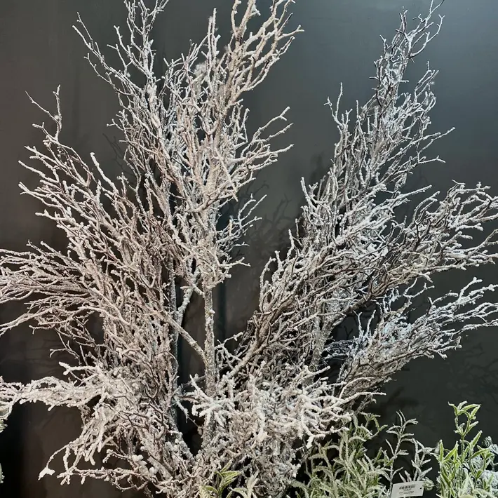 Ветвь тополя H224 см, заснеженная, пластик, тёмно-коричневый