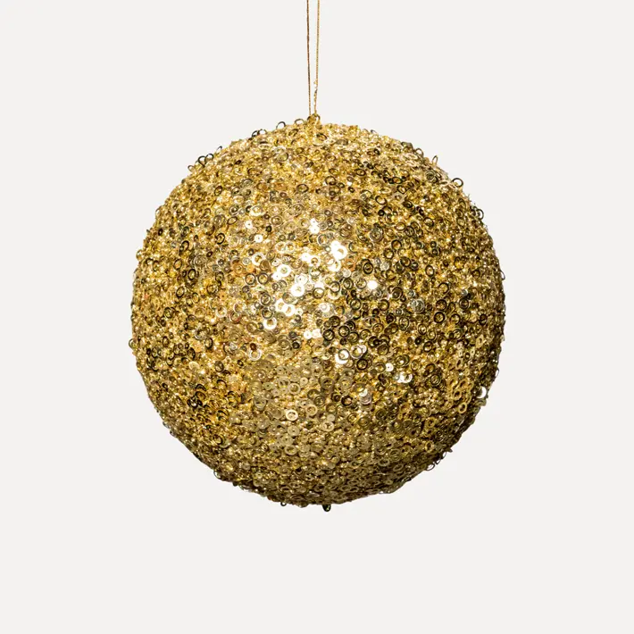 Шар D20 см с пайетками, пенопласт, золотой